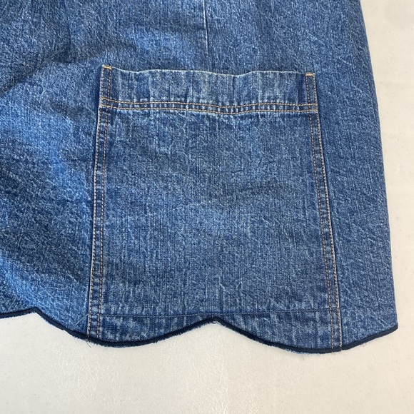 Free People Crown Jewel Denim Dress with Lace detail and scallop bottom hem, XL - Picture 13 of 17